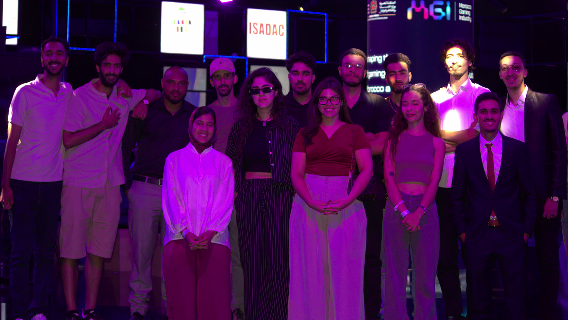 Video Game Creator students presenting on stage at Moroccan Gaming Expo 2025